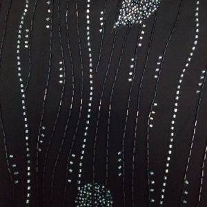 Black Beadded Laceup Prom Gown